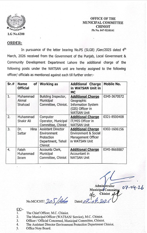 WATSAN Unit Staff Orders  